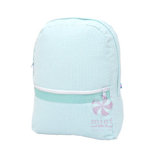 MINT SEERSUCKER MEDIUM BACKPACK