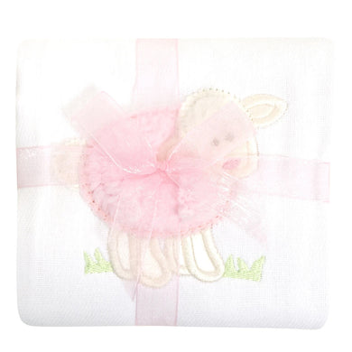 PINK LAMB APPLIQUE BURP PAD