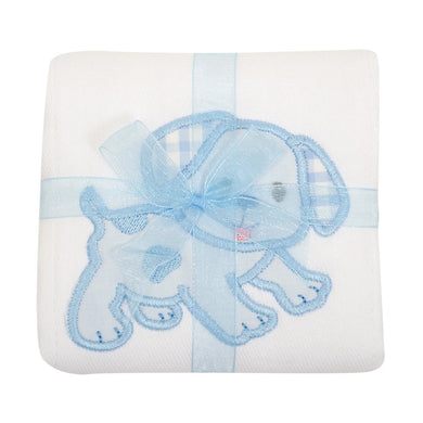 BLUE PUPPY APPLIQUE BURP PAD