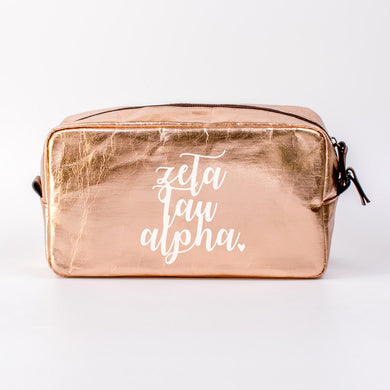 ZETA TAU ALPHA ROSE GOLD COSMETIC BAG