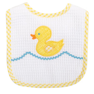 YELLOW DUCK APPLIQUE BIB
