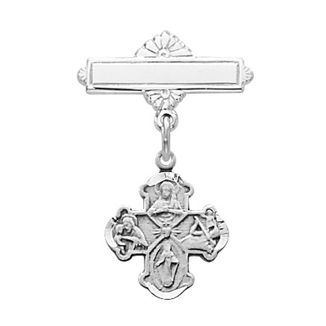 STERLING SILVER 4 WAY MEDAL BABY PIN
