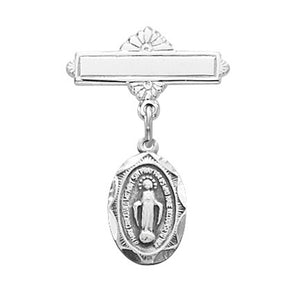 STERLING SILVER OVAL MEDAL BABY PIN