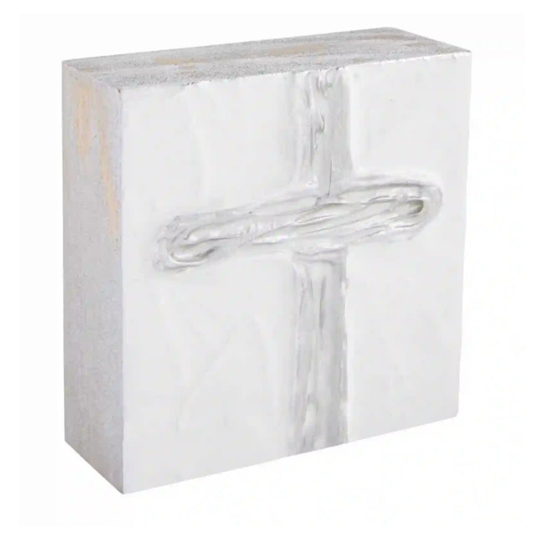 SILVER SQUARE CROSS PLAQUE