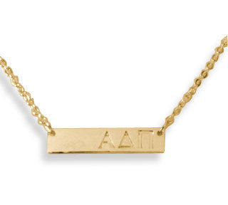 ALPHA DELTA PI GOLD BAR NECKLACE