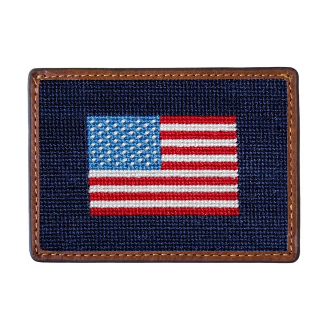 AMERICAN FLAG NEEDLEPOINT CARD WALLET