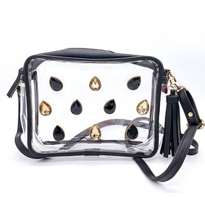 BLACK AND GOLD CRYSTAL CLEAR PURSE
