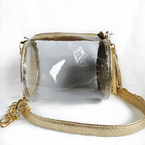 CYLINDER CLEAR GOLD PURSE