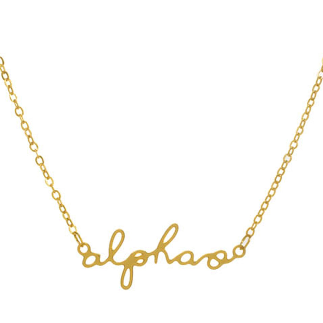 ALPHA OMICRON PI SCRIPT NECKLACE