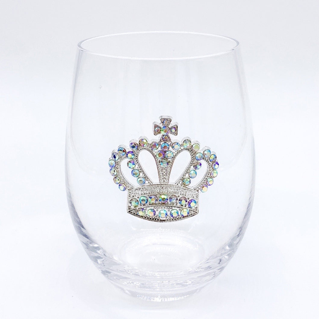 AURORA CROWN JEWELED STEMLESS WINE GLASS