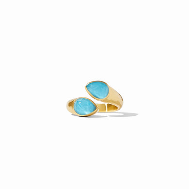 AVALON WRAP RING GOLD IRIDESCENT PACIFIC BLUE SIZE 7