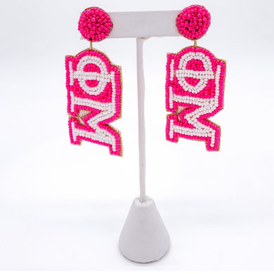 PHI MU BEADED EARRINGS