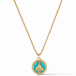BEE CAMEO DELICATE NECKLACE BAHAMIAN BLUE ENAMEL