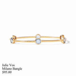 MILANO 6 STONE CHALCEDONY GOLD BANGLE MEDIUM