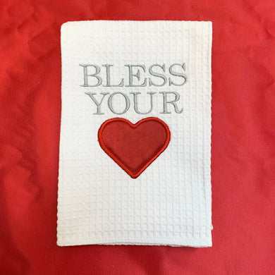 BLESS YOUR HEART APPLIQUE HAND TOWEL