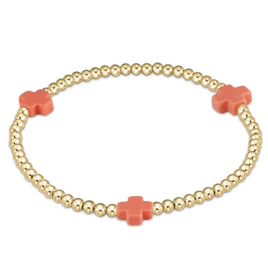 SIGNATURE CROSS GOLD PATTERN 3MM BRACELET CORAL