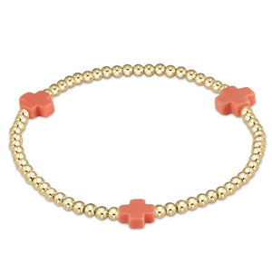 SIGNATURE CROSS GOLD PATTERN 3MM BRACELET CORAL