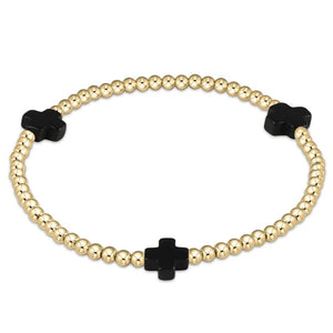 SIGNATURE CROSS GOLD PATTERN 3MM BRACELET ONYX