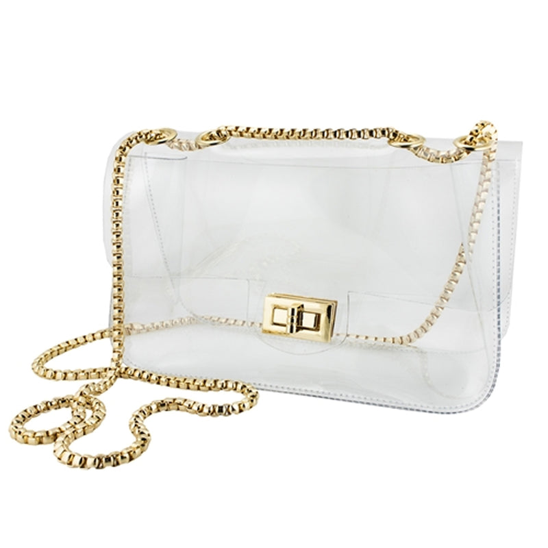 Clear crossbody bag outlet with gold chain