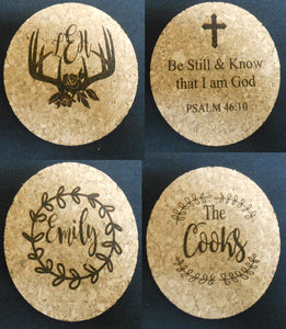 SET of CUSTOM Cork Coasters