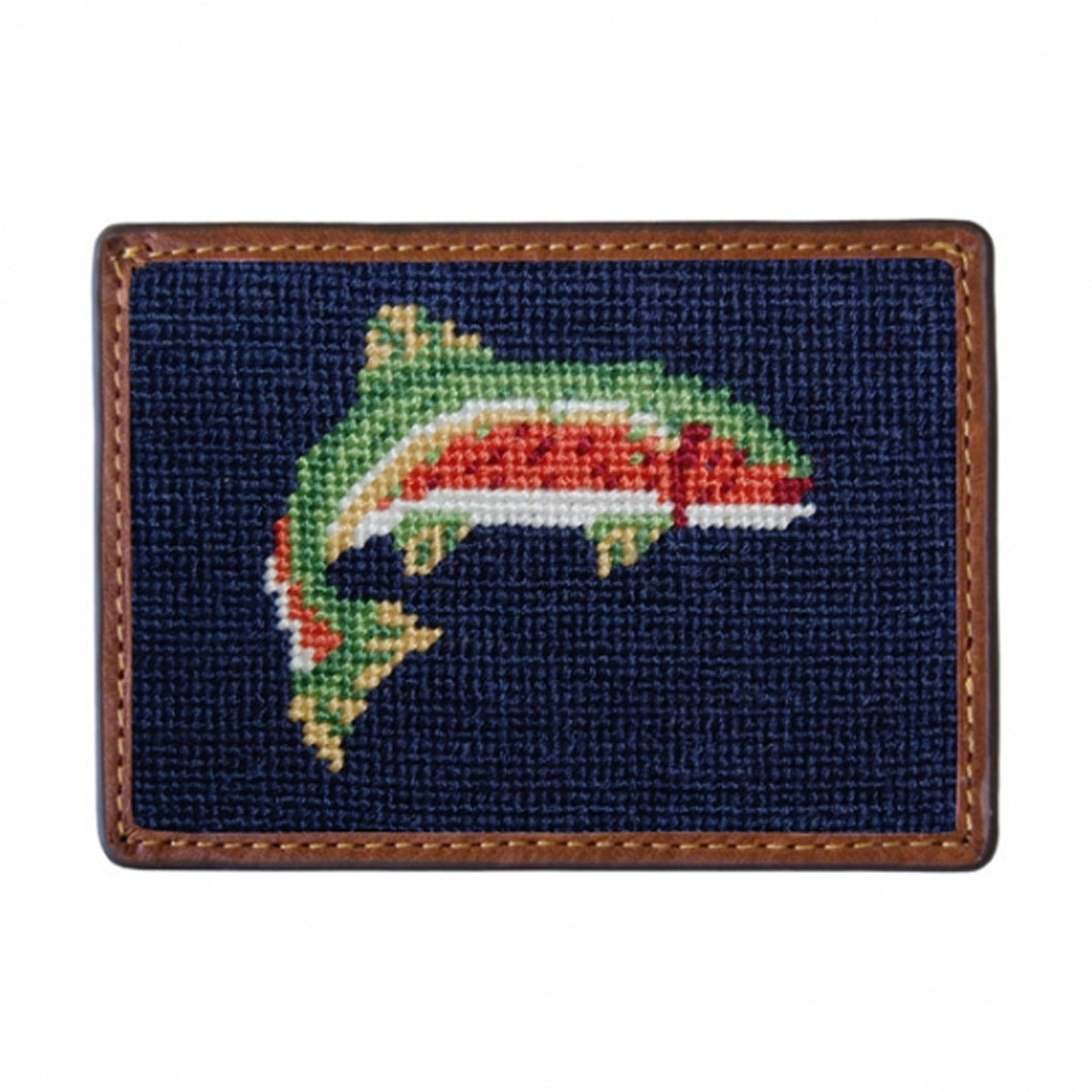 TROUT NEEDLEPOINT CARD WALLET