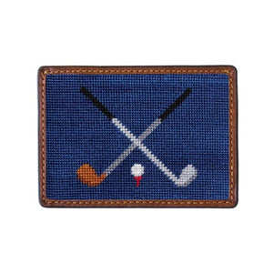 CROSSED GOLF CLUBS NEEDLEPOINT CARD WALLET