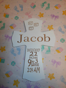 PERSONALIZED BLUE BABY CROSS