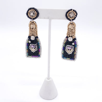 BEADED CHAMPAGNE BOTTLE EARRINGS