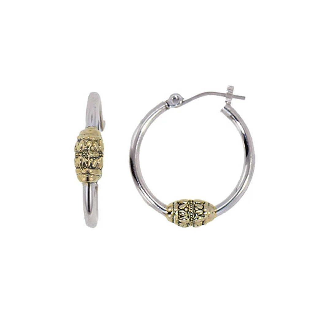 BEADED TWO TONE HOOP EARRINGS