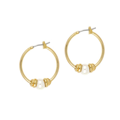 SMALL PEARL HOOP EARRING GOLD
