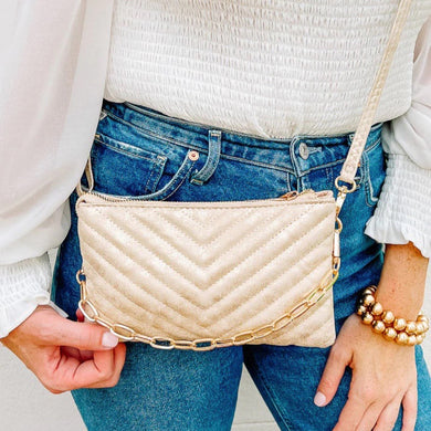 SHERMAN QUILTED CROSSBODY GLIMMER GOLD