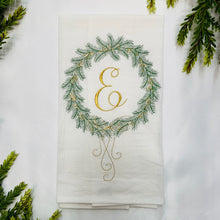 GOLD INITIAL WREATH HAND TOWEL