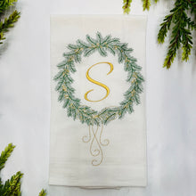 GOLD INITIAL WREATH HAND TOWEL
