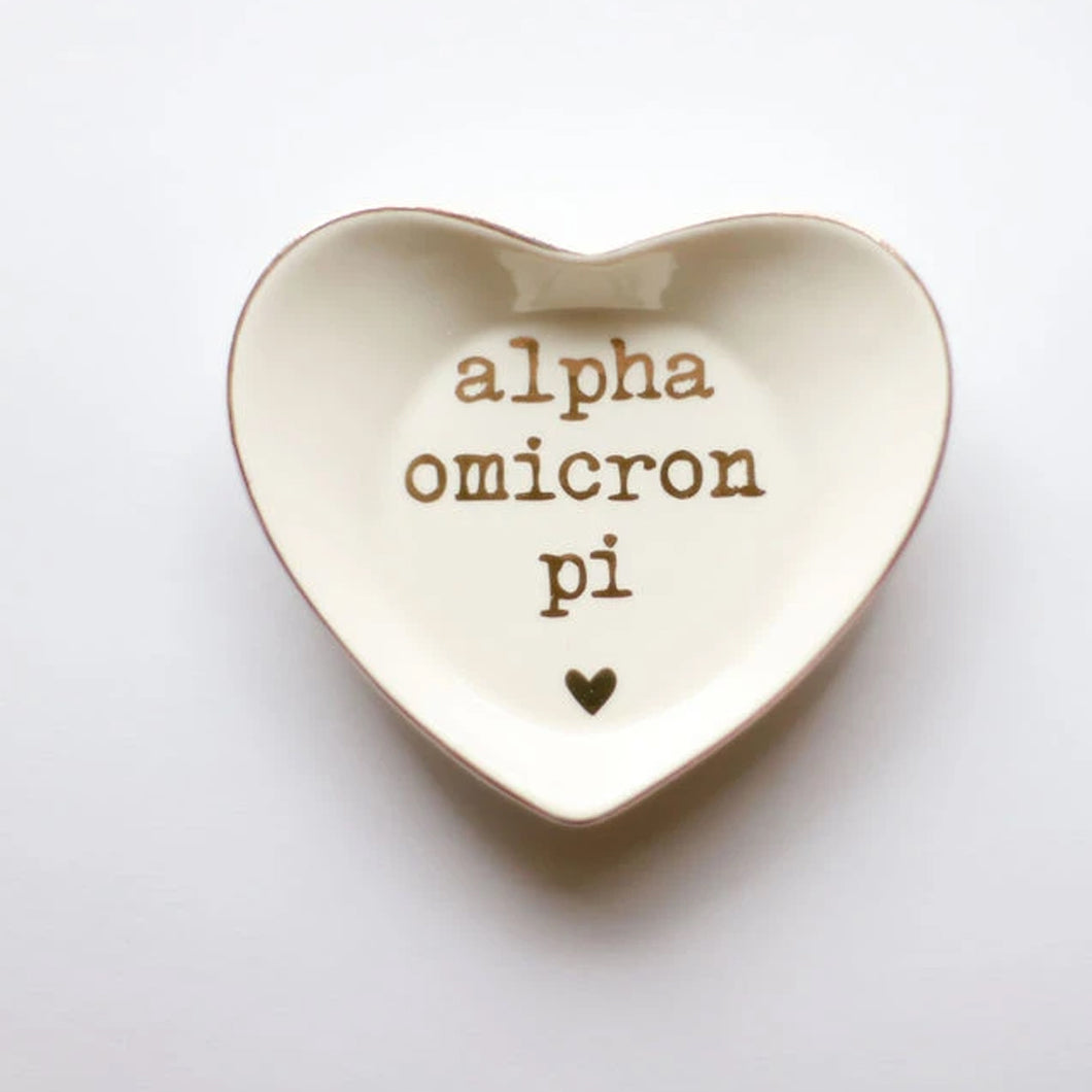 ALPHA OMICRON PI HEART RING DISH