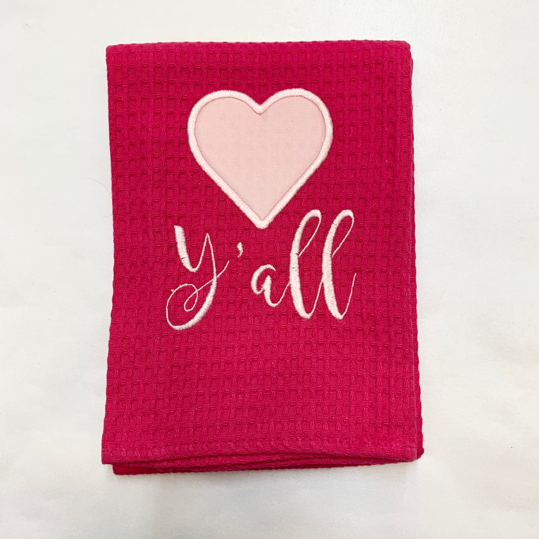 APPLIQUE HEART YALL KITCHEN TOWEL