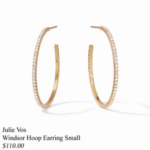 WINDSOR HOOP EARRING GOLD CRYSTAL SMALL