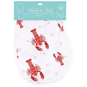 2 IN 1 HEADS OR TAILS BIB AND BURP CLOTH