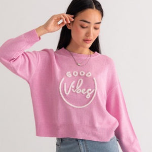GOOD VIBES SWEATER PINK