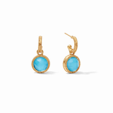 FLEUR DE LIS HOOP & CHARM EARRING PACIFIC BLUE
