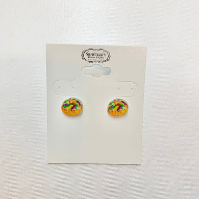MARDI GRAS KING CAKE EARRING