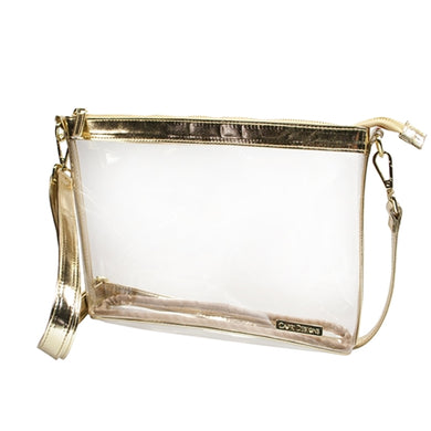 LARGE CROSSBODY CLEAR PURSE GOLD