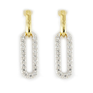 DIAMANTE LARGE LINK PAVE EARRING GOLD