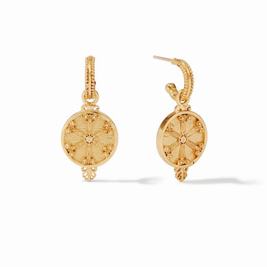 MERIDIAN COMPASS HOOP & CHARM EARRING GOLD MOTHER OF PEARL