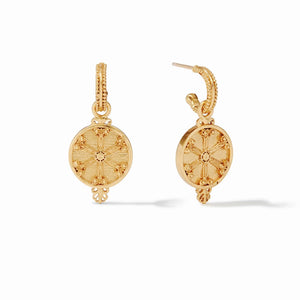 MERIDIAN COMPASS HOOP & CHARM EARRING GOLD MOTHER OF PEARL