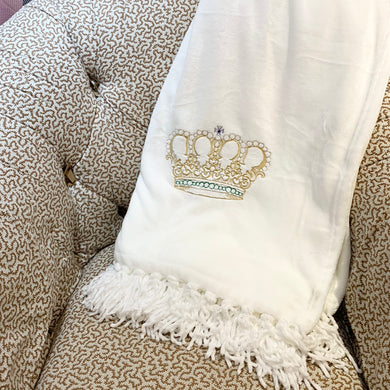MARDI GRAS CROWN PLUSH THROW BLANKET
