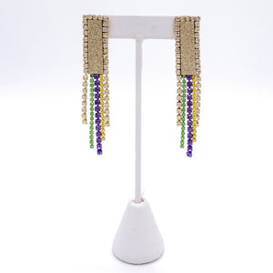 MARDI GRAS RHINESTONE DANGLE EARRINGS