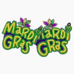 MARDI GRAS BEADED EARRINGS