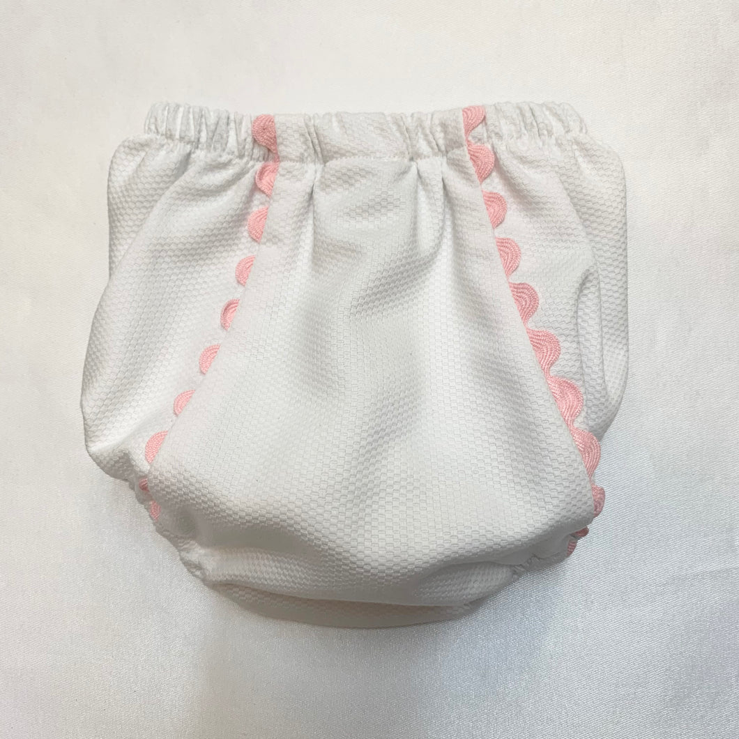 EMBROIDERED PINK TRIM DIAPER COVER