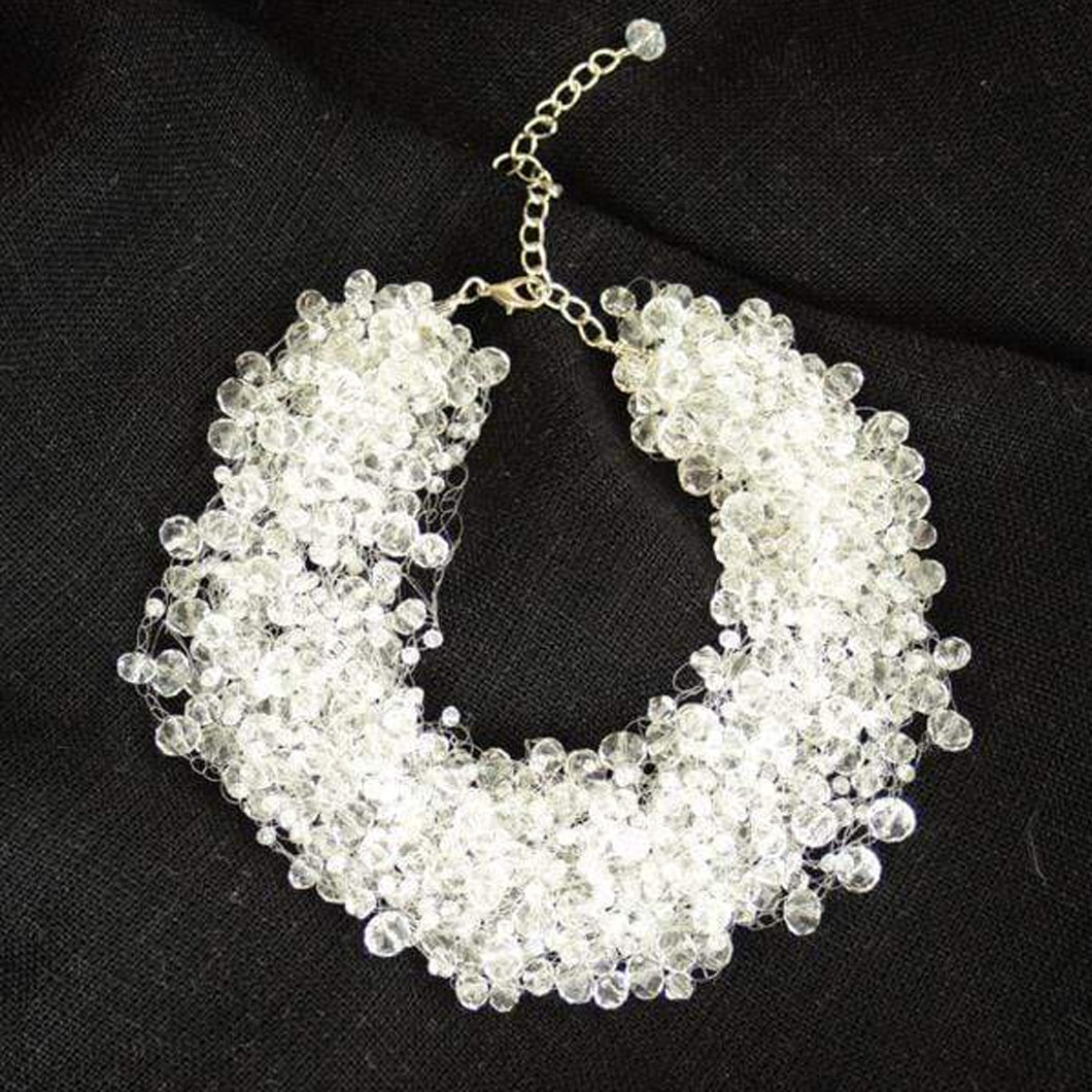 CRYSTAL BEAD CLUSTER NECKLACE CLEAR