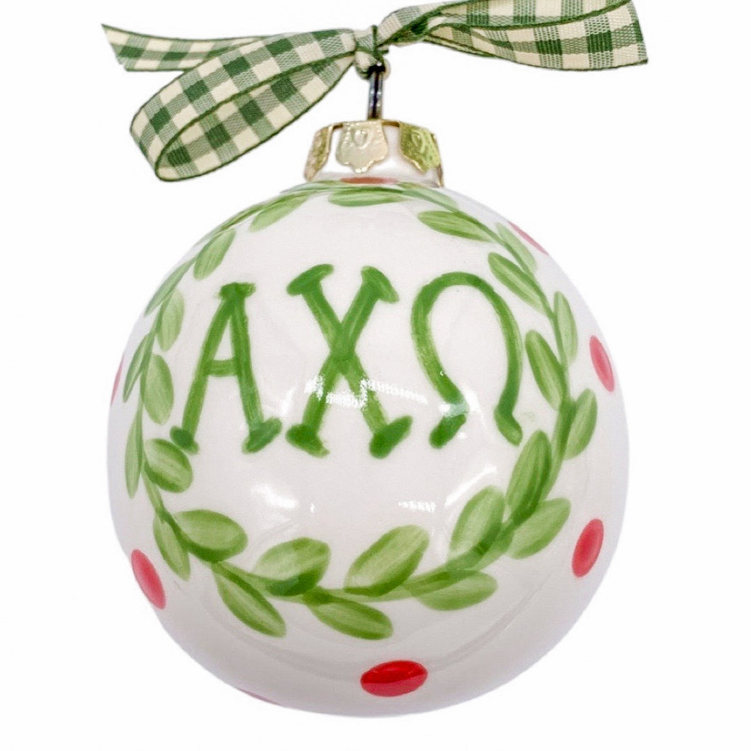 ALPHA CHI OMEGA DOT CERAMIC ORNAMENT